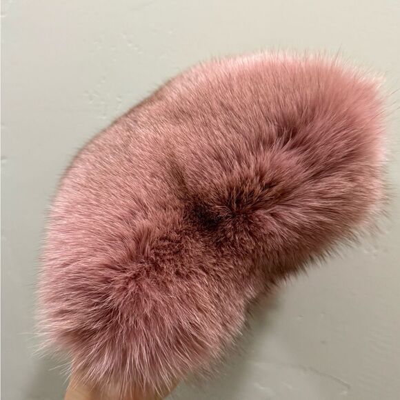 Dusty Rose Premium Real Fox Fur Wristlet/Phone Pouch/Crossbody & Fur Ball Charm - Picture 11 of 14